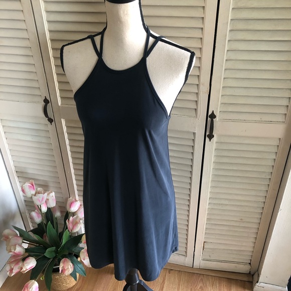 Lulu’s Mini Deep Gray Cross Back Sleeveless Dress - Picture 4 of 7